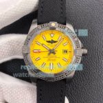 OXF Swiss Replica Breitling Seawolf Yellow Watch Diamond Bezel Black Rubber Strap